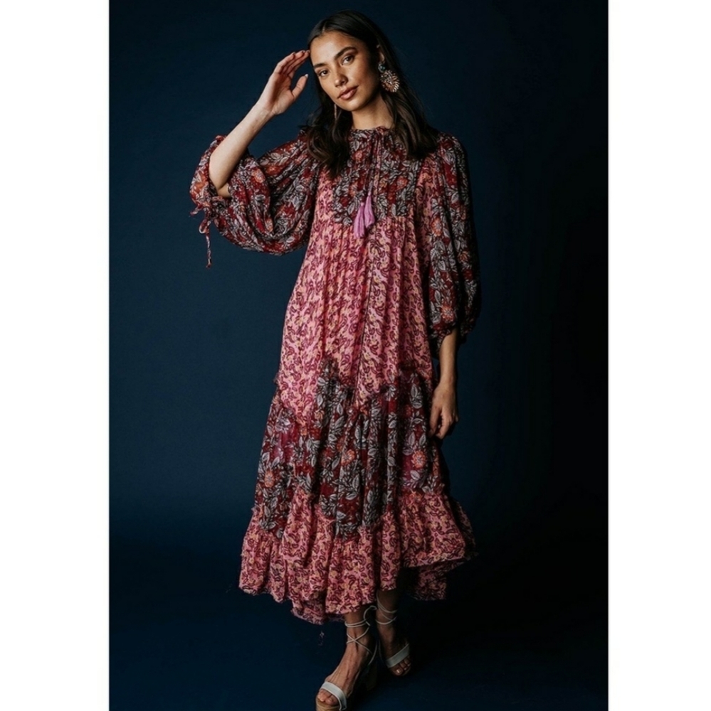 Free People Estelle Chiffon Bohemian Peasant Maxi - Picture 3 of 13